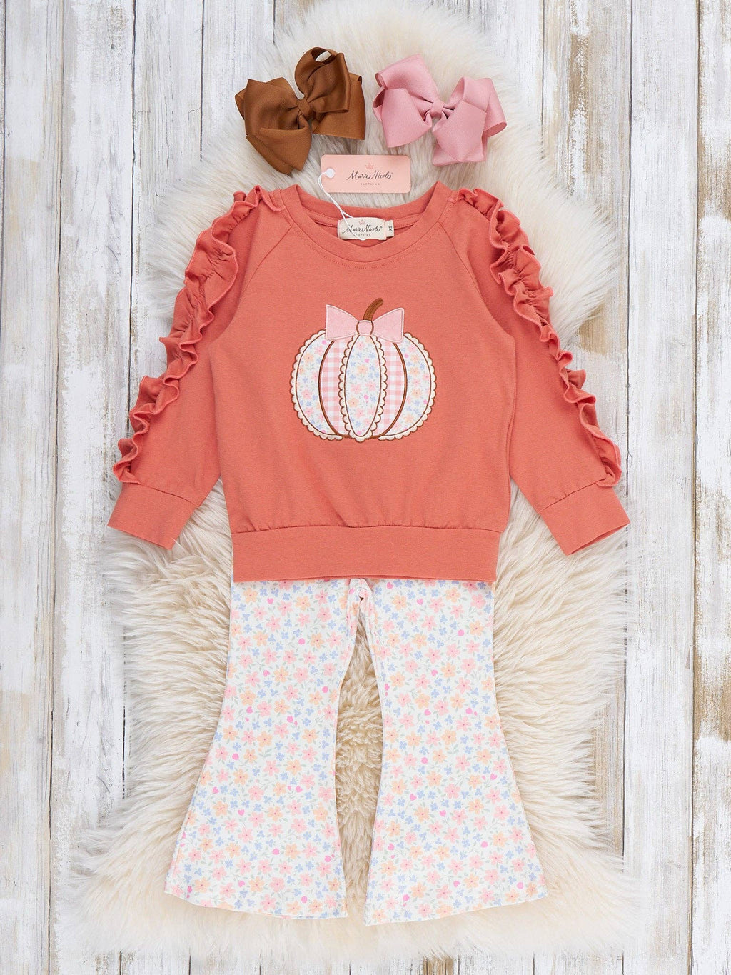 Poppy Pumpkin Bow Ruffle Set
