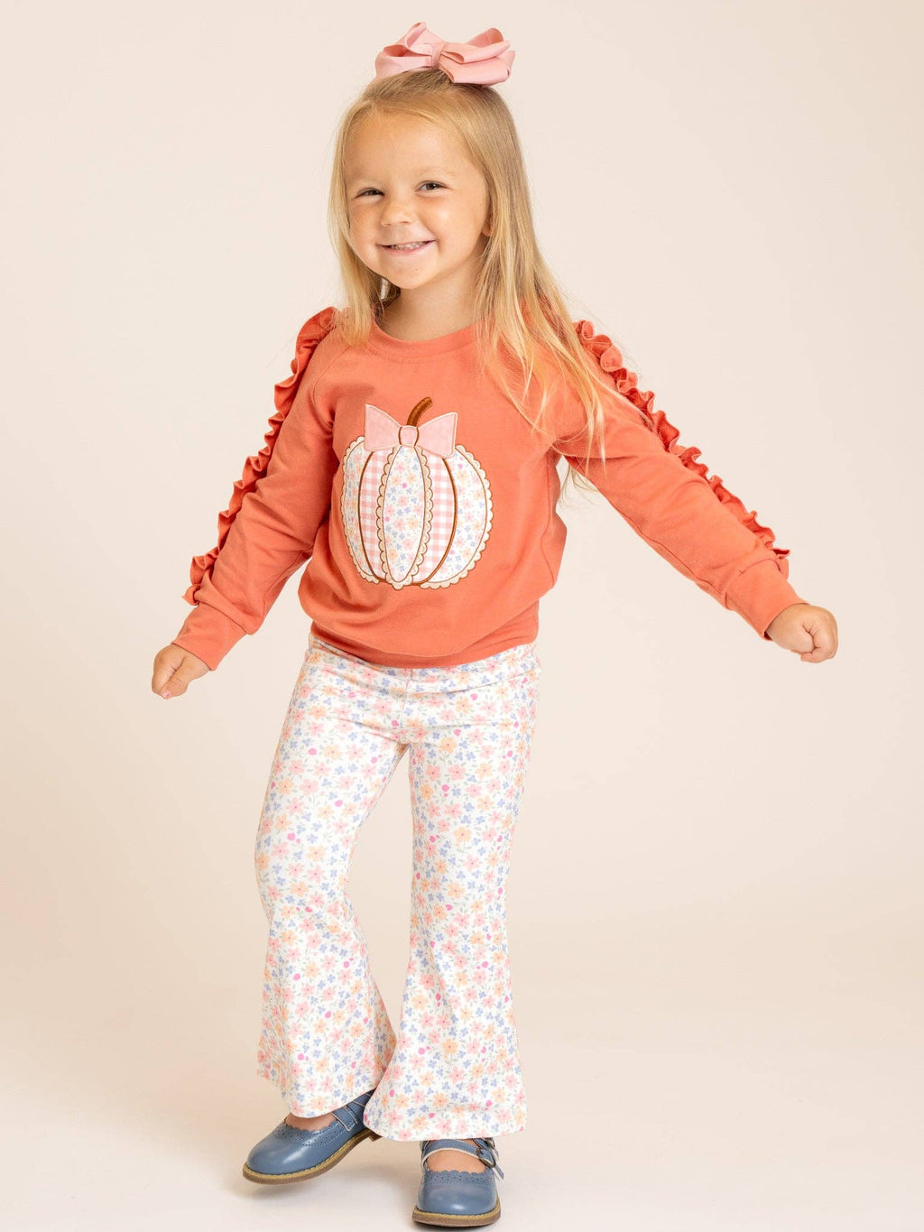 Poppy Pumpkin Bow Ruffle Set