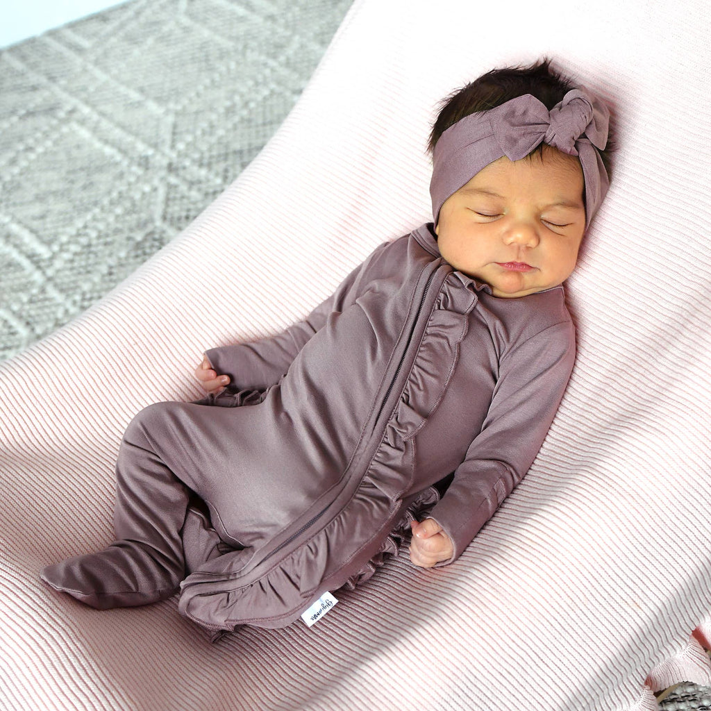 Kate Ruffle Bamboo Pajamas - Mauve