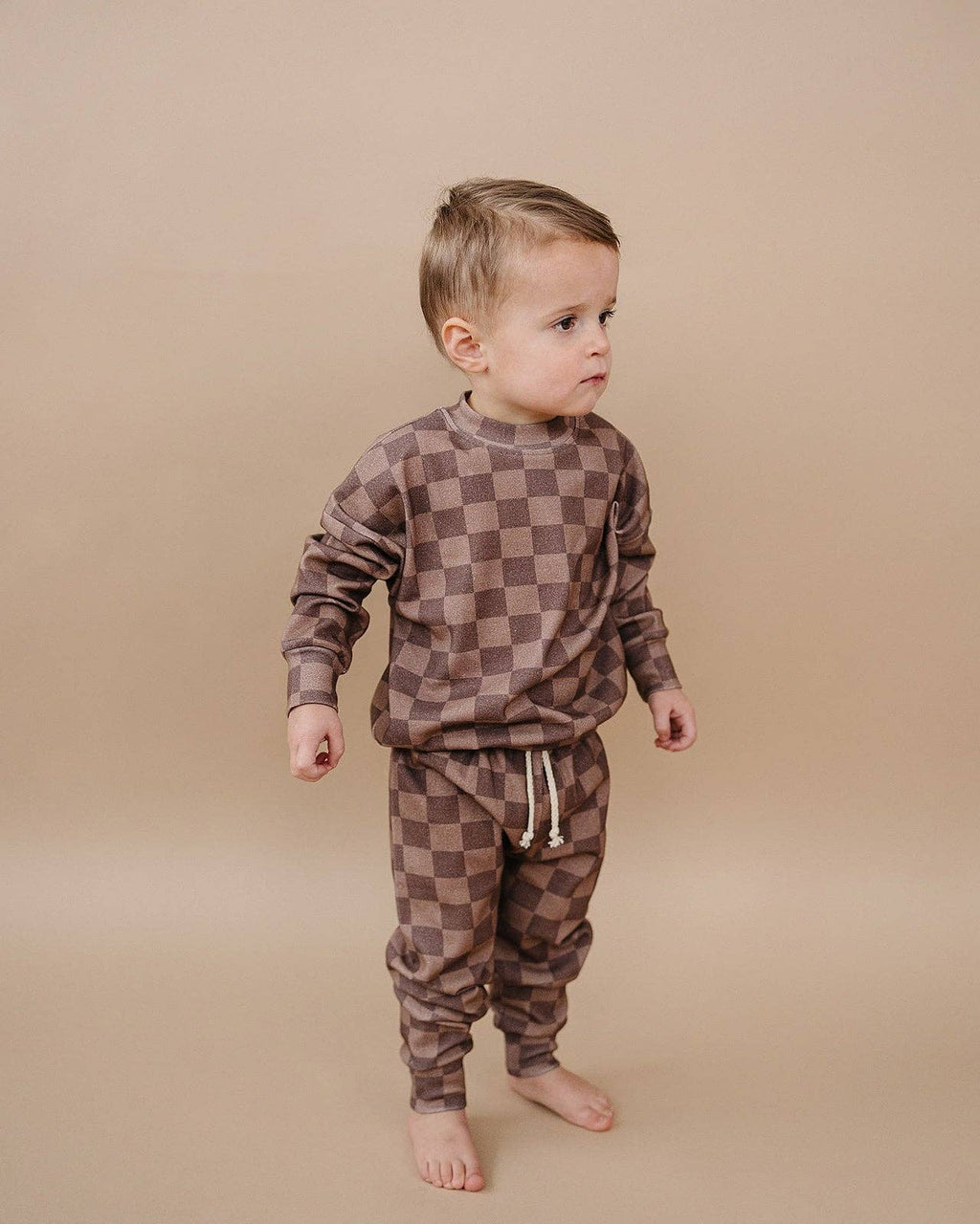Espresso Checkered Jogger Set