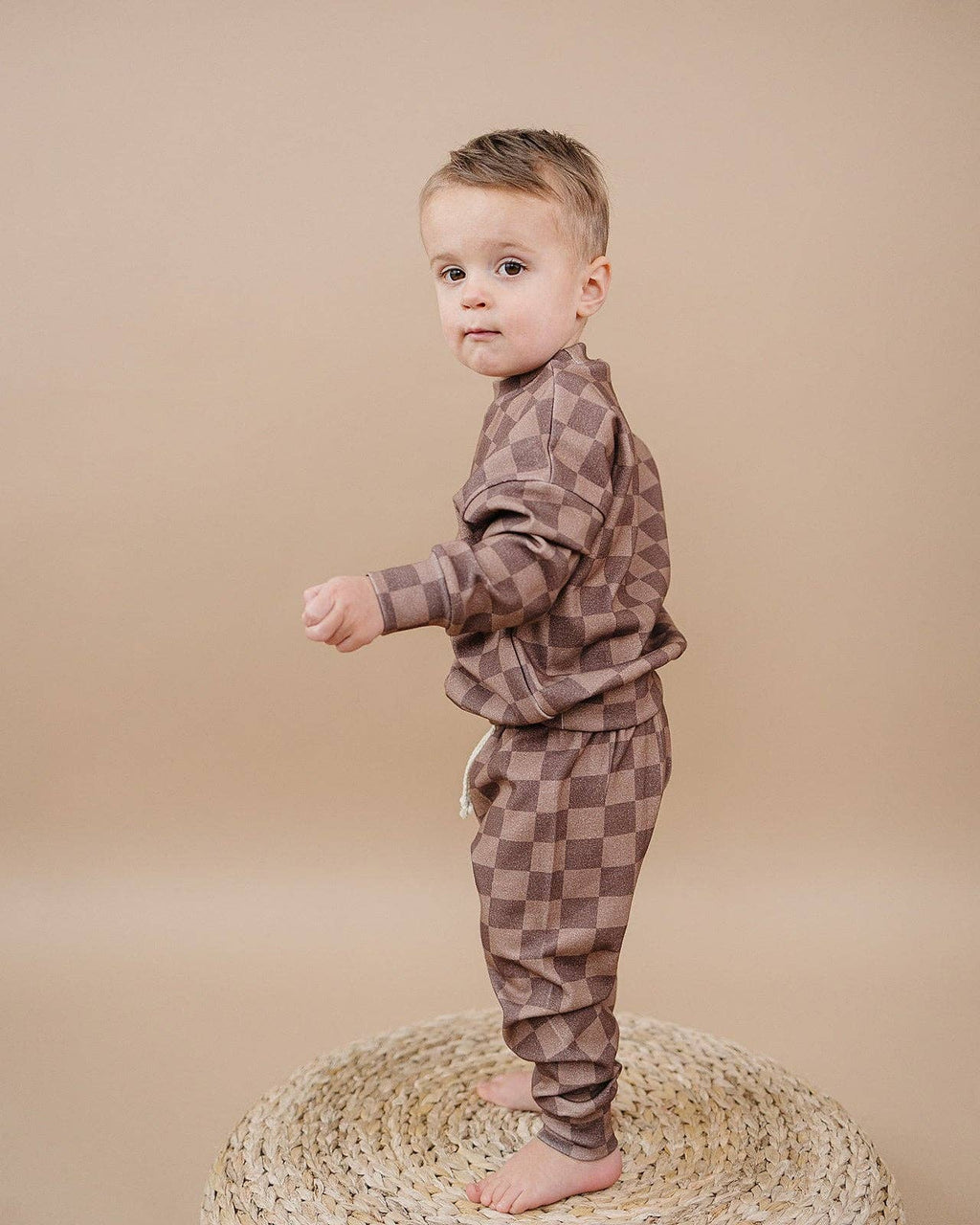 Espresso Checkered Jogger Set