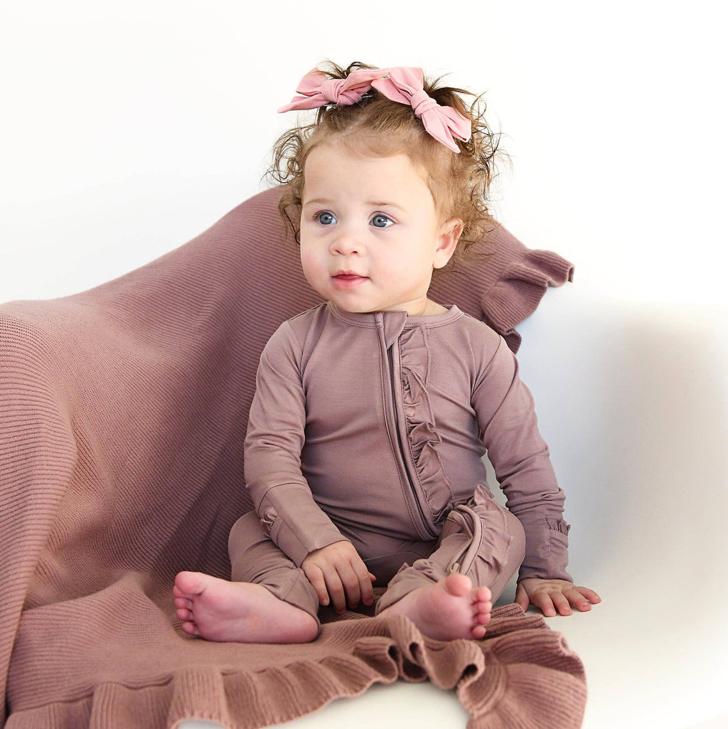 Kate Ruffle Bamboo Pajamas - Mauve