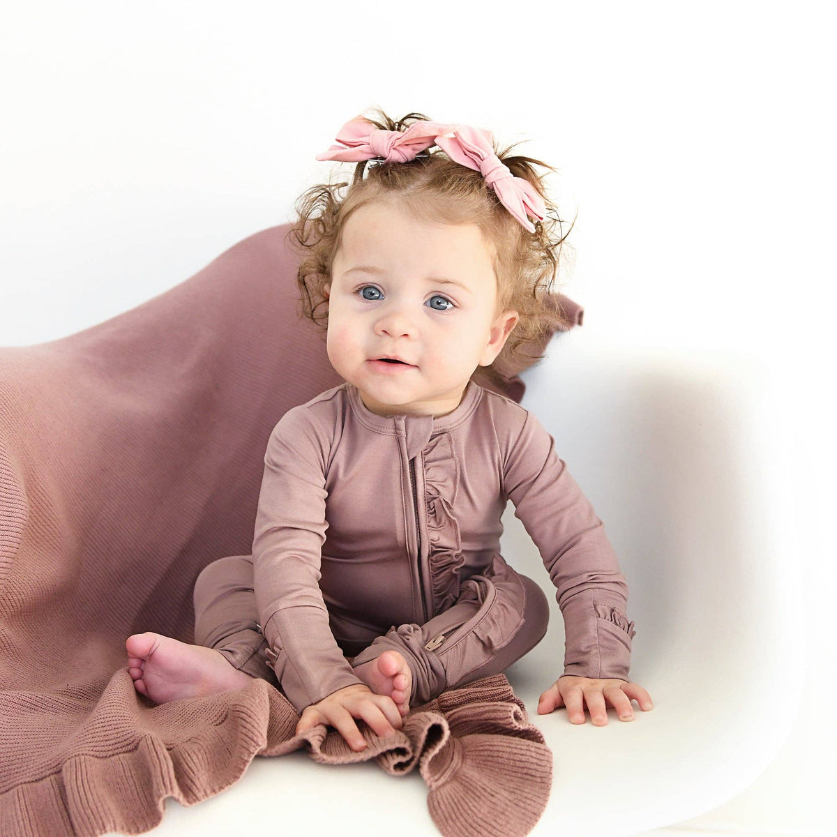 Kate Ruffle Bamboo Pajamas - Mauve