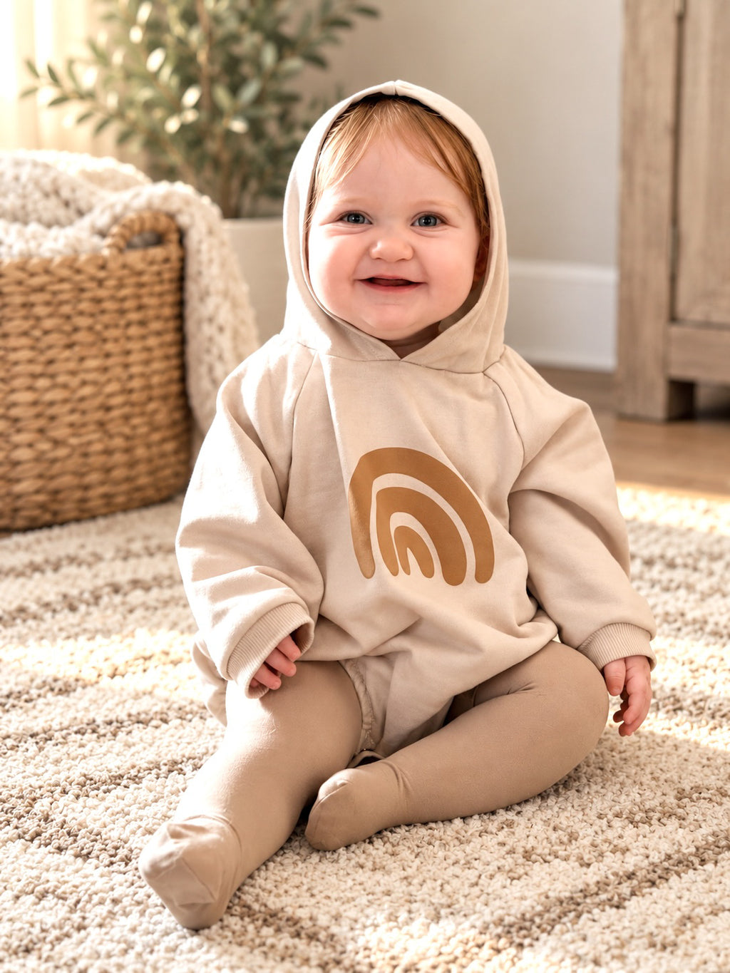 Hooded Rainbow Sweatshirt Romper