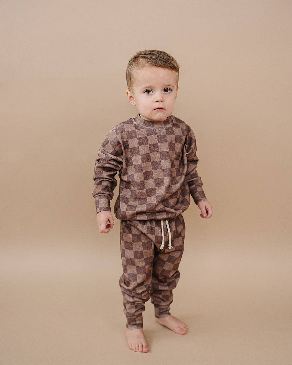 Espresso Checkered Jogger Set