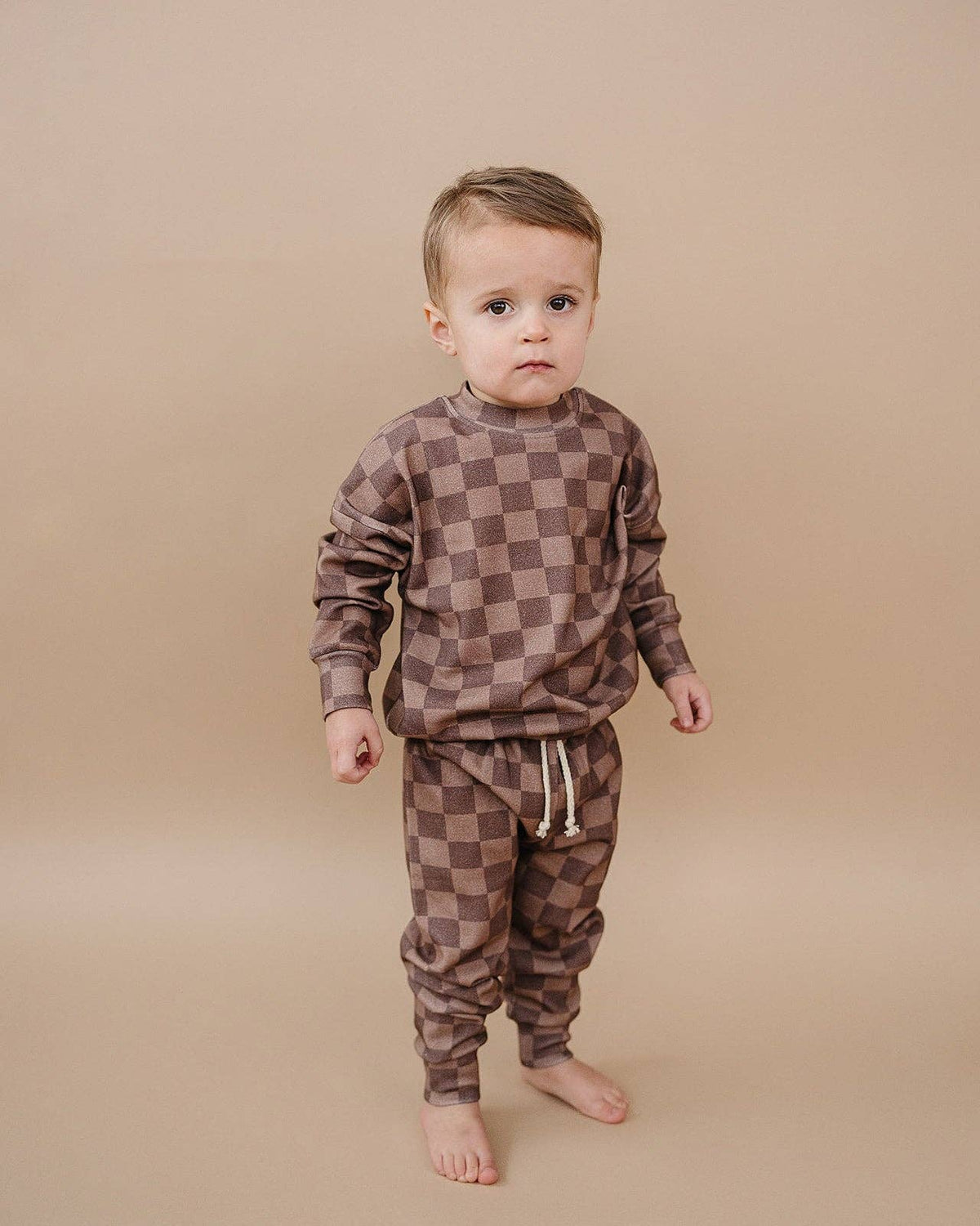 Espresso Checkered Jogger Set