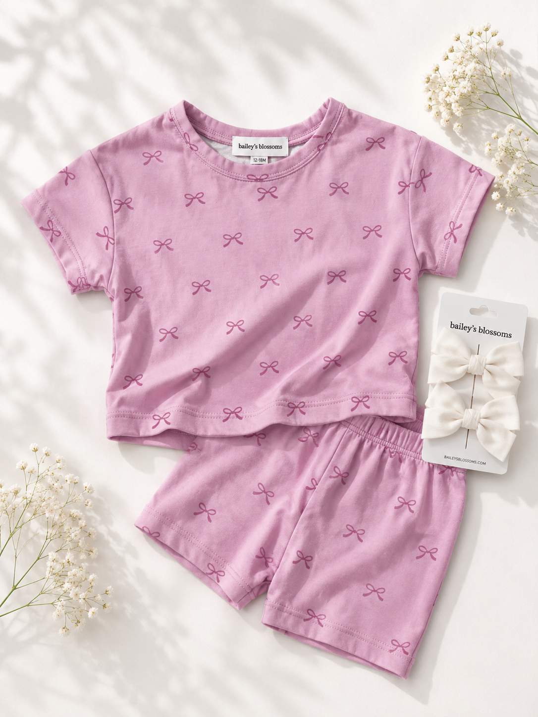 Quinn Two-Piece Lounge Set - Pink Bows