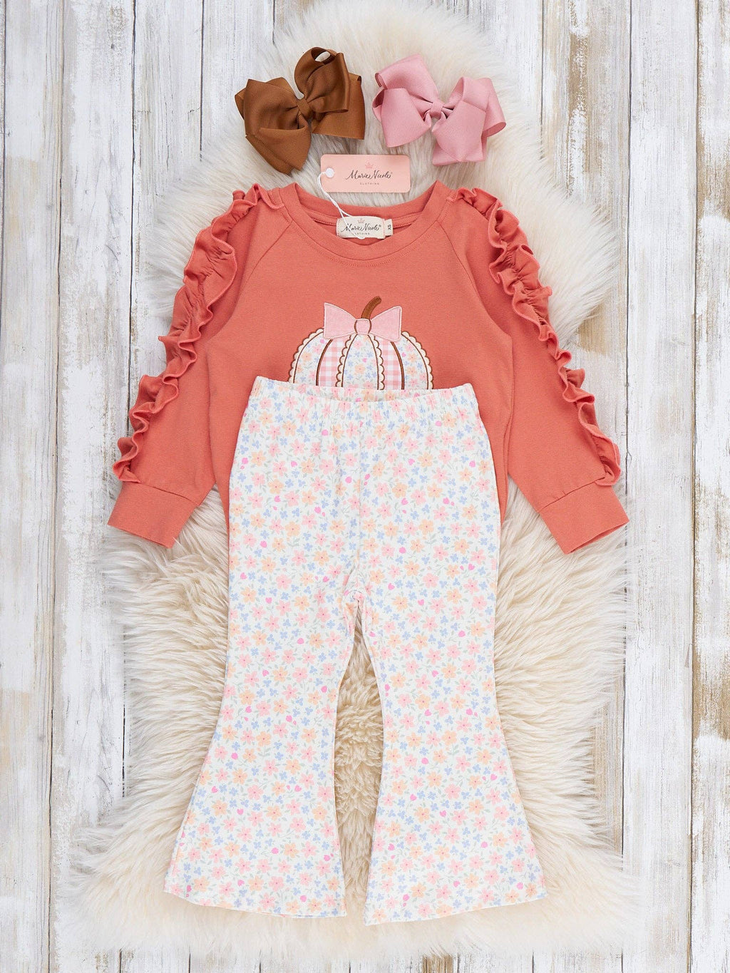 Poppy Pumpkin Bow Ruffle Set
