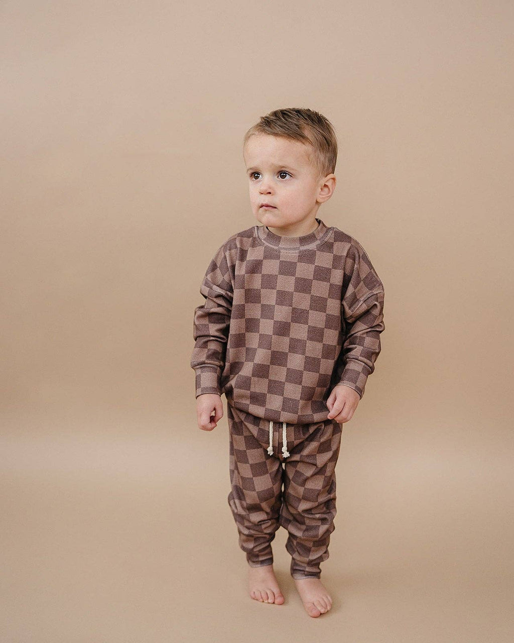 Espresso Checkered Jogger Set