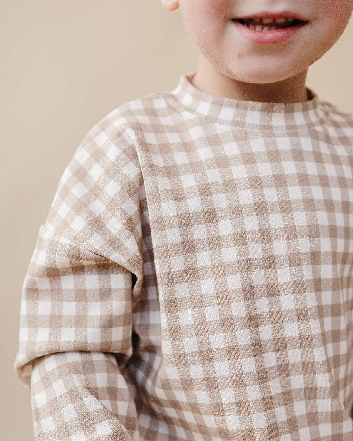 Beige Gingham Jogger Set