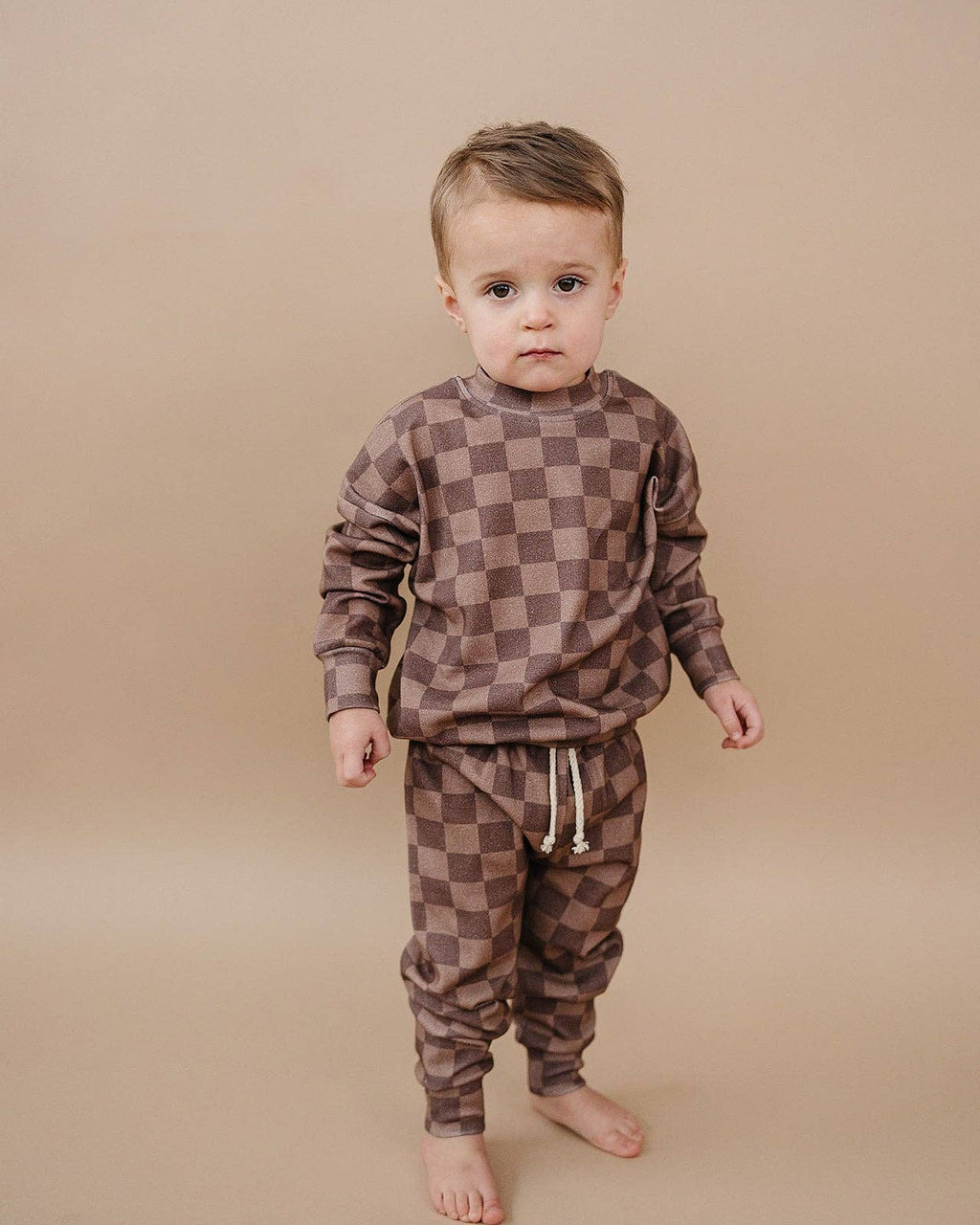 Espresso Checkered Jogger Set